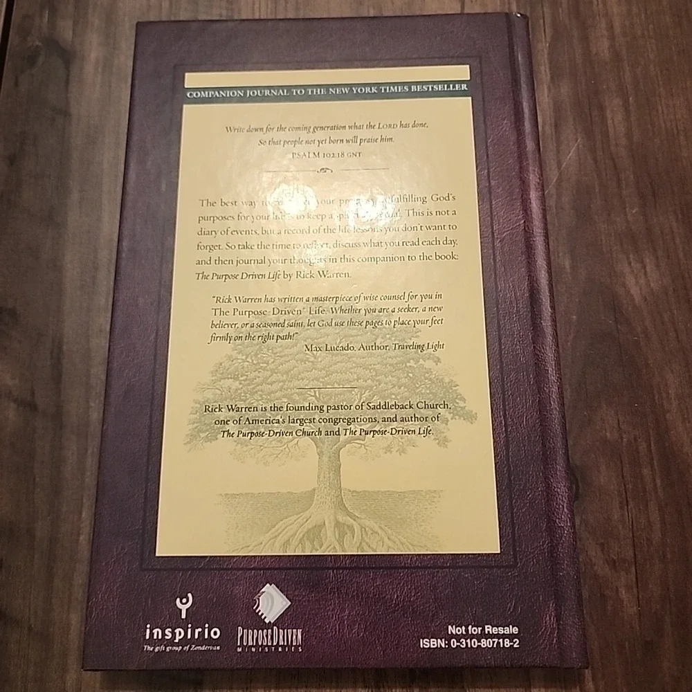 The Purpose Driven Life Journal Hardcover Brand‎ New by Rick Warren Christian